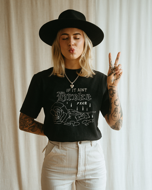 If It Ain't Broke T-Shirt - Heavy Washed Black